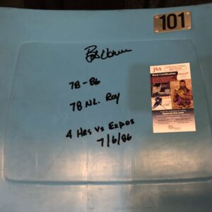 Bob Horner Autographed Fulton County Stadium Seat Back with Inscriptions