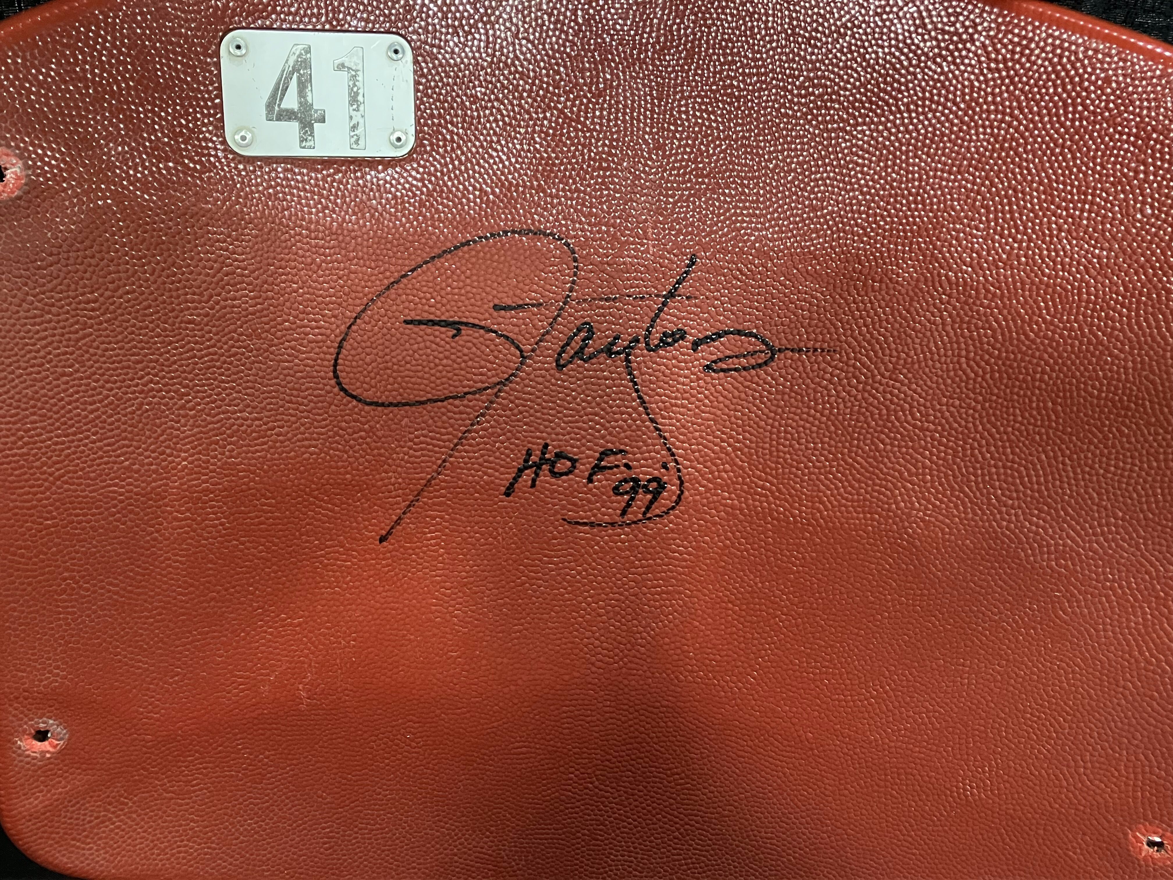 Lawrence Taylor Autographed Meadowlands Stadium Seat Back with Inscription