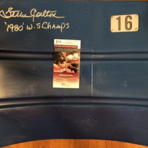 Steve Carlton Autographed Veterans Stadium Seat Back with Inscription