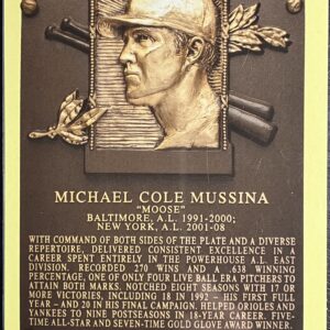 Mike Mussina Autographed Hall of Fame Postcard with Inscription