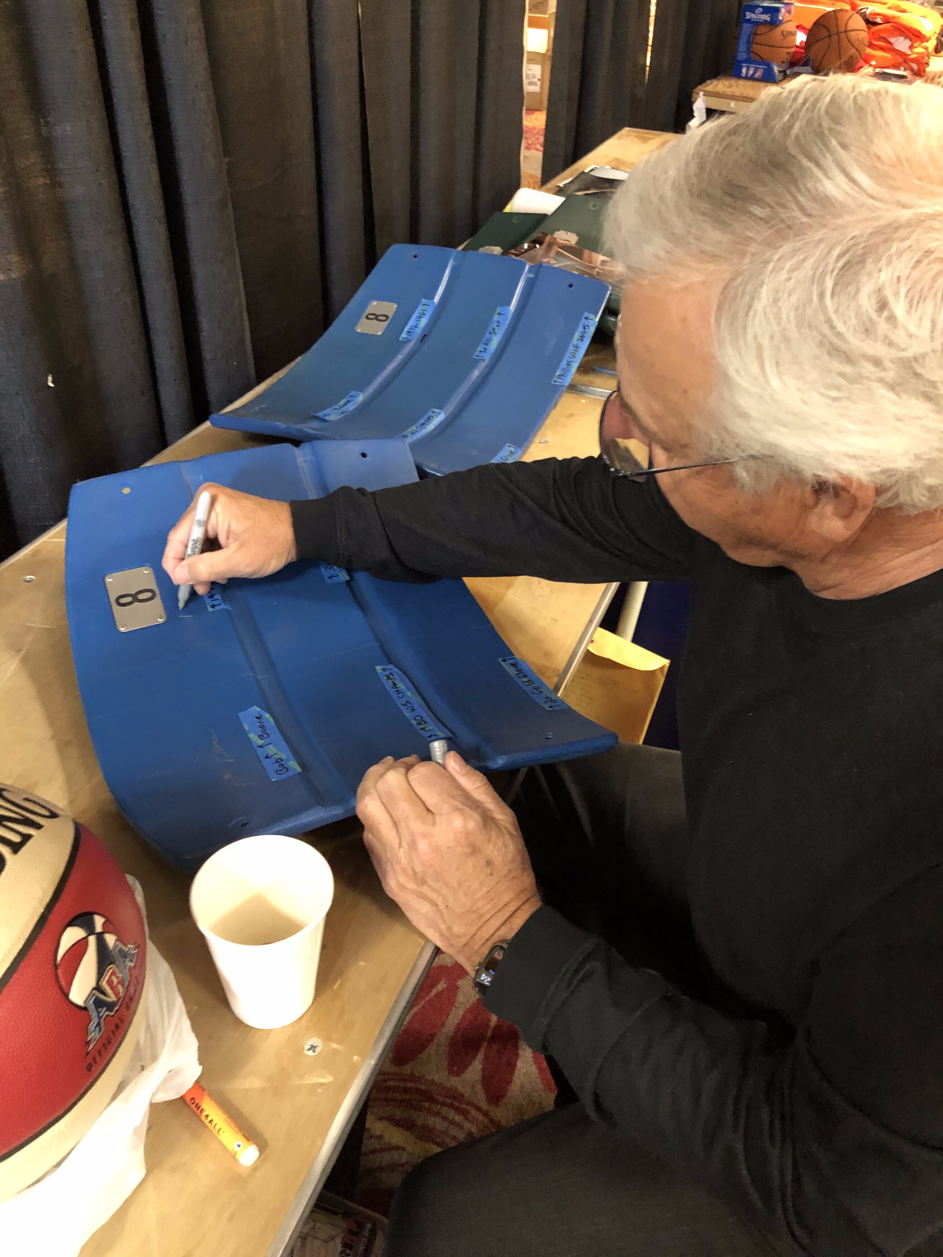 Bob Boone Autographed #8 Veterans Stadium "Stat" Seat Back with Inscriptions - Image 4