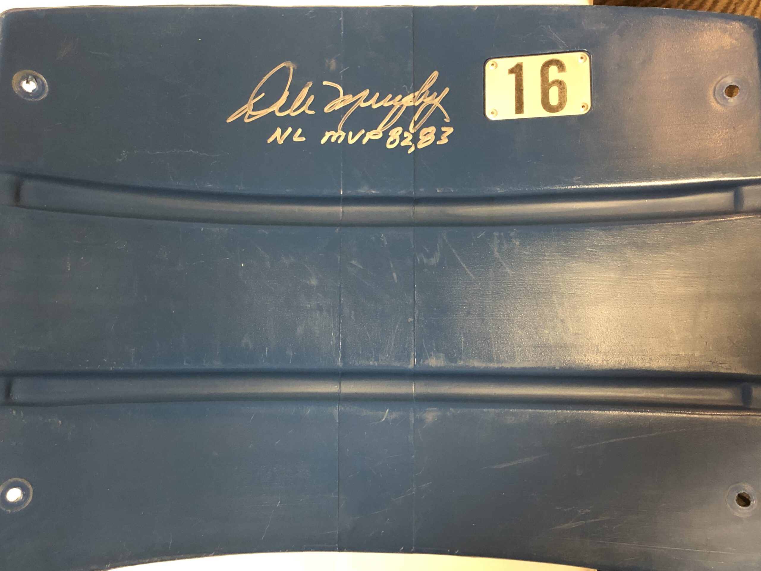 Dale Murphy Autographed Veterans Stadium Seat Back with Inscription