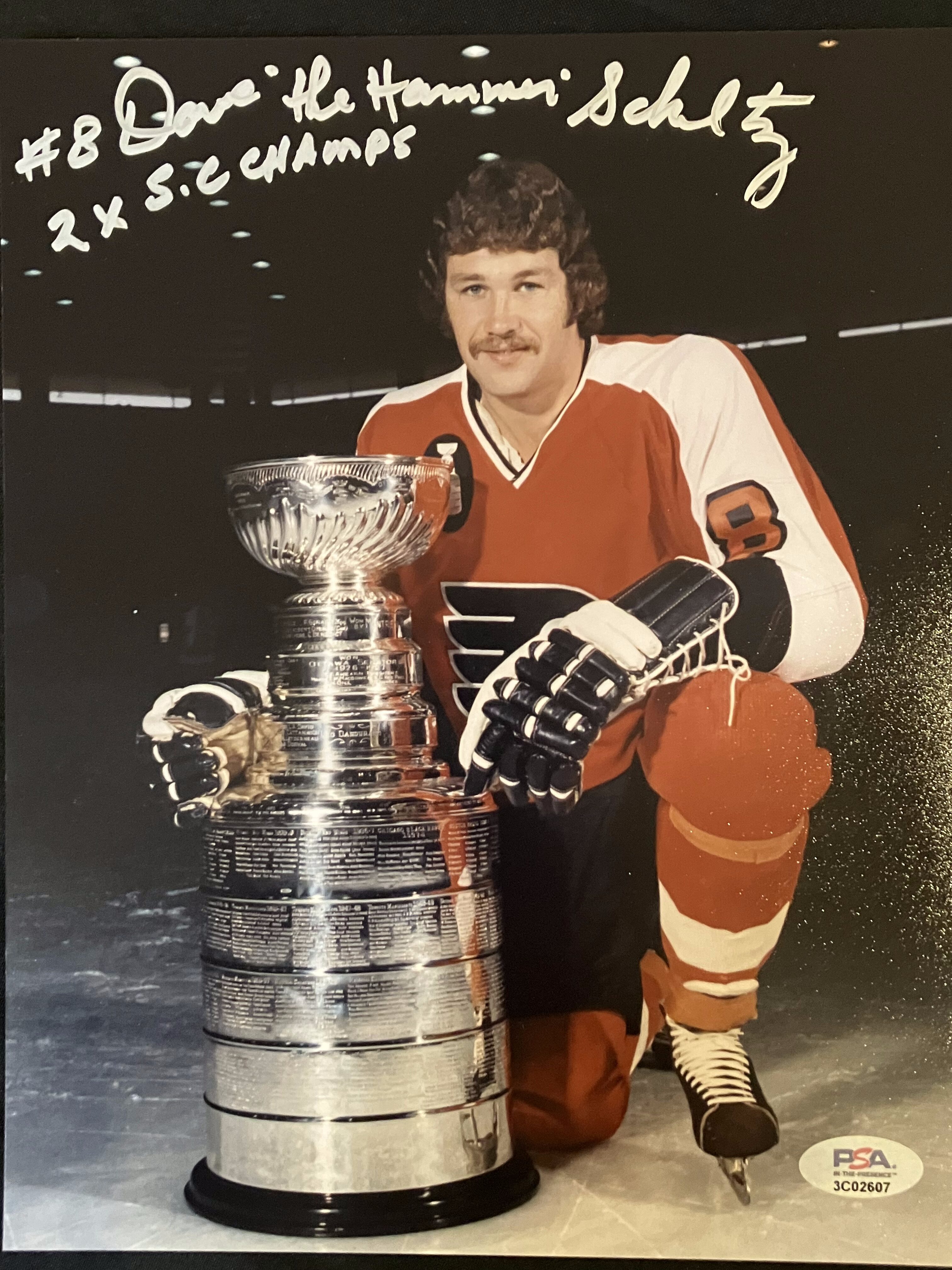 Dave "The Hammer" Schultz Autographed Philadelphia Flyers 8x10 Photo with Inscription
