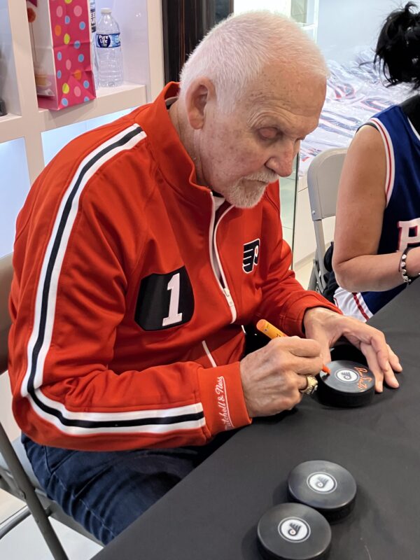 Bernie Parent Autographed Philadelphia Flyers Autographed Puck with Inscription - Image 2