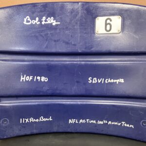 Bob Lilly Autographed Texas Stadium "Stat" Seat Back with Inscriptions