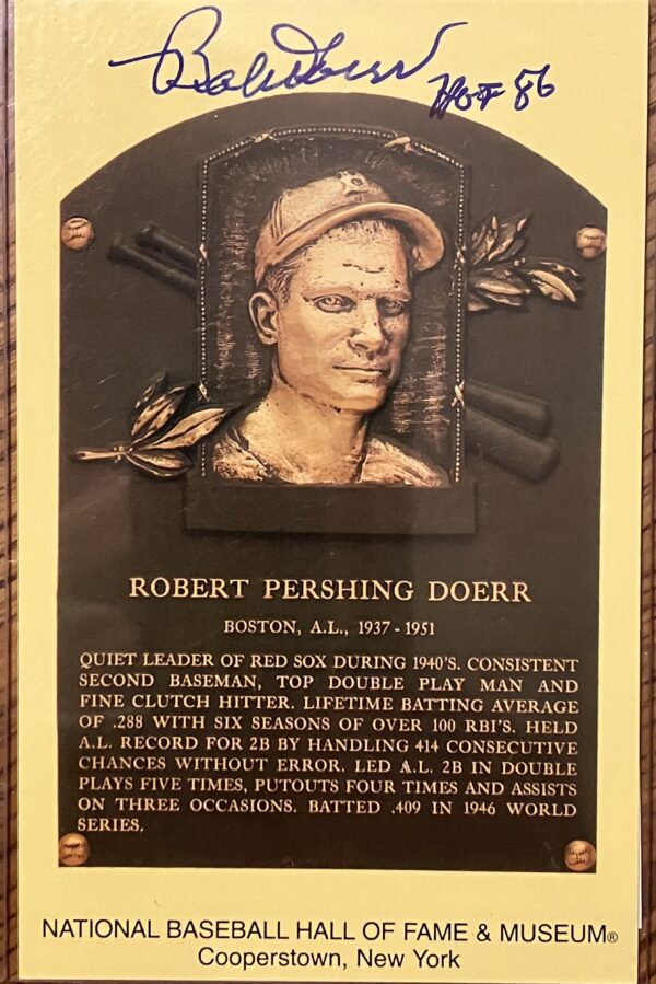 Bobby Doerr Autographed Hall of Fame Postcard with Inscription