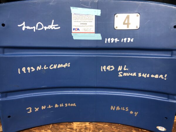 Lenny Dykstra Autographed #4 Veterans Stadium "Stat" Seat Back