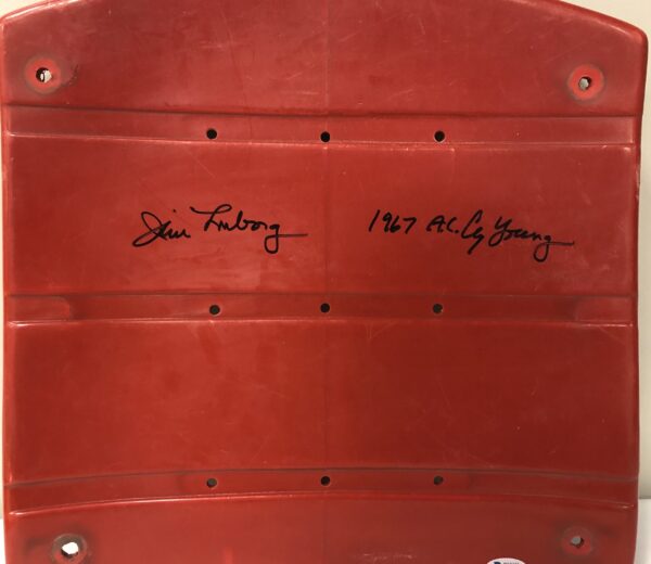 Jim Lonborg Autographed Fenway Park Seat Bottom with Inscription