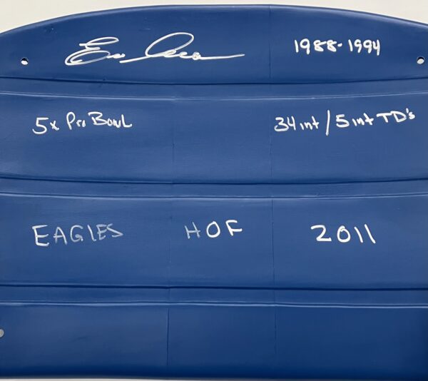Eric Allen Autographed Veterans Stadium Stat Seat Bottom with Inscriptions
