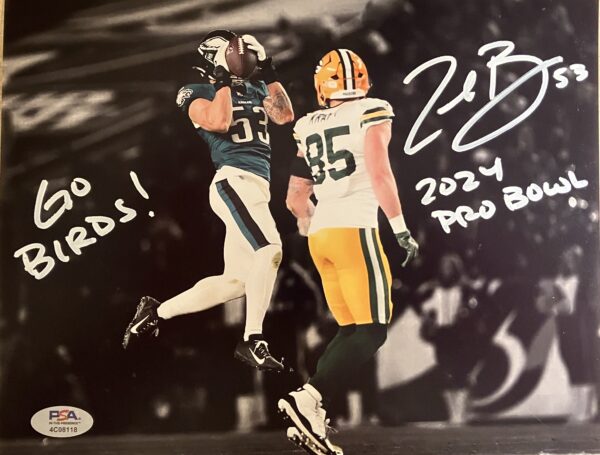 Zack Baun Autographed Philadelphia Eagles 8x10 Photo with Inscriptions