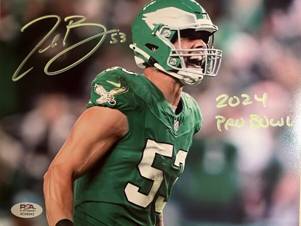 Zack Baun Autographed Philadelphia Eagles 8x10 Photo with Inscription