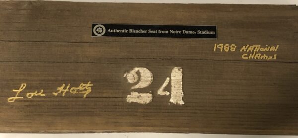 Lou Holtz Autographed Notre Dame Stadium Wooden Seat with Inscription