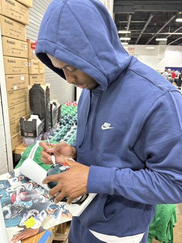 Quinyon Mitchell Autographed Philadelphia Eagles SB LIX Champions Mini Helmet - Image 2