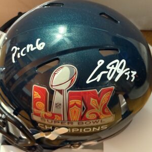 Cooper DeJean Autographed Philadelphia Eagles SB LIX Champions Mini Helmet with Inscription