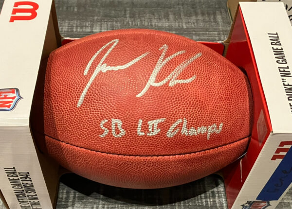 Jason Kelce Autographed Philadelphia Eagles Game Model Football with Inscription