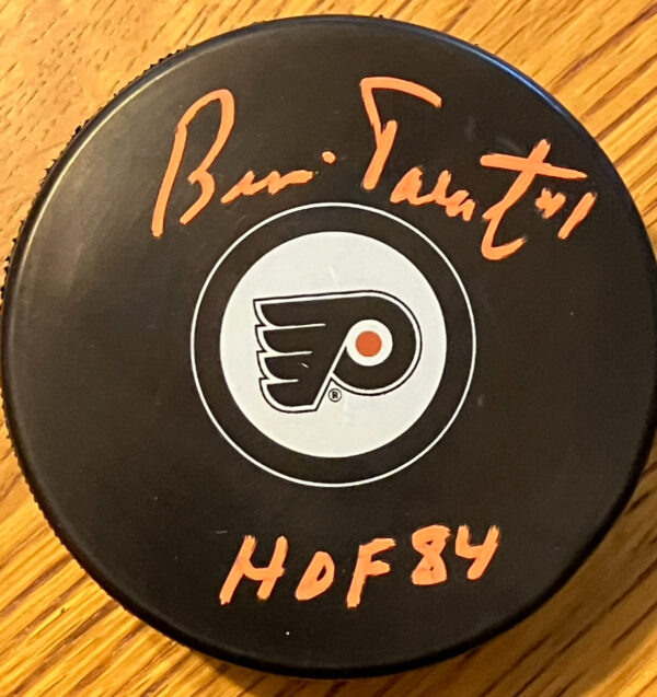 Bernie Parent Autographed Philadelphia Flyers Autographed Puck with Inscription