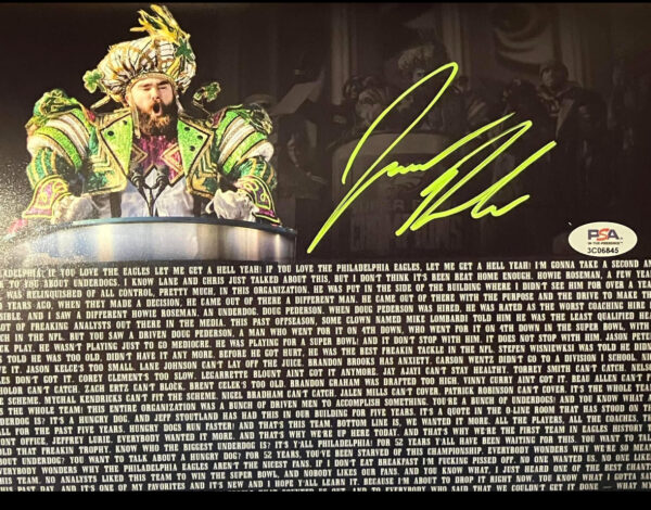 Jason Kelce Autographed Parade Speech 8x10 Photo