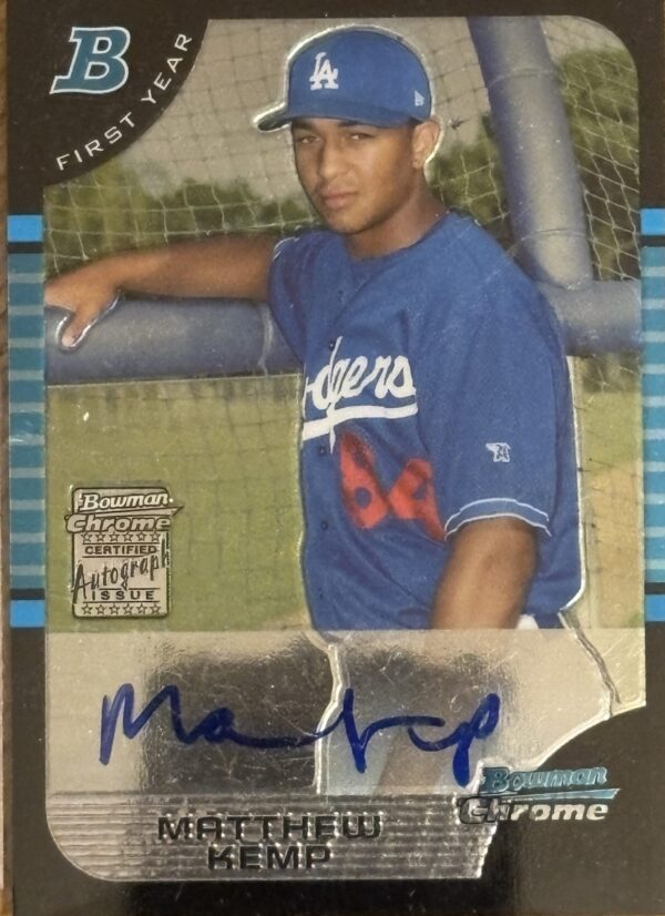 Matt Kemp Autographed 2005 Bowman Chrome First Year Card