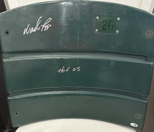 Wade Boggs Autographed Fenway Park #26 Stadium Seat Back with Inscription