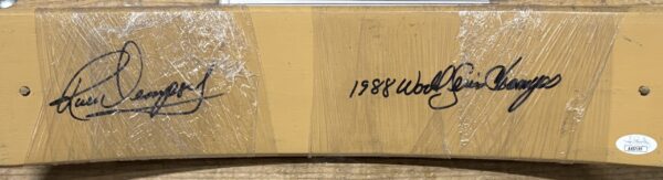 Rick Dempsey Autographed Dodger Stadium Wooden Seat Panel with Inscription